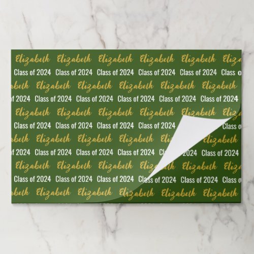 Class of 2024 and Graduates Name Green White Gold Paper Pad