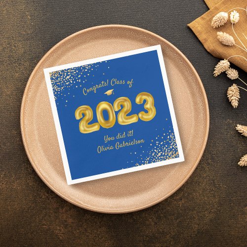 Class of 2024 Balloons Blue Gold Graduation Party  Napkins