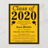 Class of 2024 Black Gold Graduation Invitation Postcard (Front)