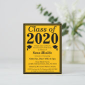 Class of 2024 Black Gold Graduation Invitation Postcard (Standing Front)