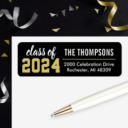 Class of 2024 Black Gold Graduation Return Address Label