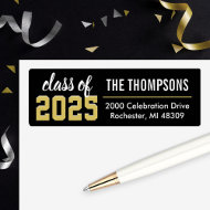 Class of 2024 Black Gold Graduation Return Address Label