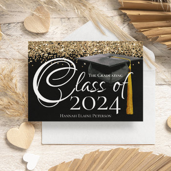Class Of 2024 Black Graduation Announcement by CustomInvites at Zazzle