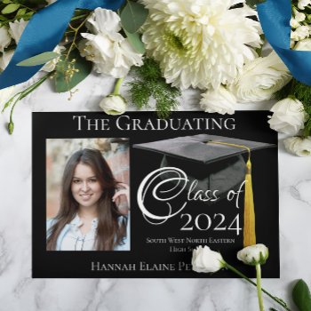 Class Of 2024 Black Graduation Announcement by CustomInvites at Zazzle