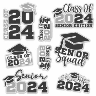 Class of 2024 Black Grey Custom-Cut Vinyl Sticker