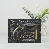 Class of 2024 Black Marble Graduation Announcement (Standing Front)