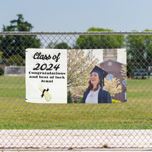 Class of 2024 black script graduation  photo  banner