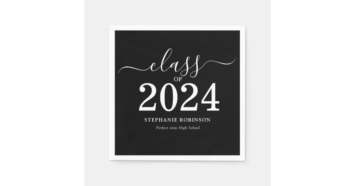Class of 2024 Black White Graduation Party Napkins | Zazzle