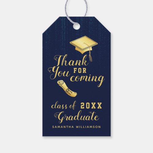 Class of 2024 Blue and Gold Thank You Graduation Gift Tags