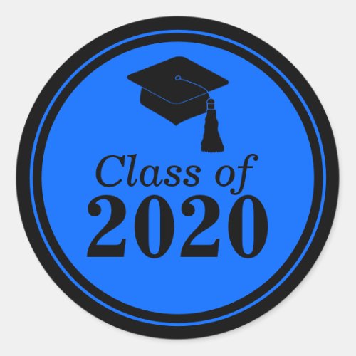 Class of 2024 Blue Black Graduation Classic Round Sticker