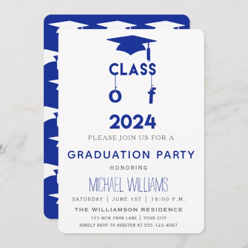 Class of 2024  _ Blue Graduation Party Invitation