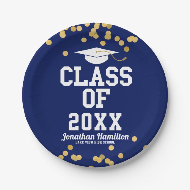 Class Of 2024 Blue Graduation Party  Paper Plates (Front)