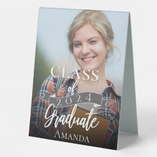Class of 2024 Blue Photo Graduation Thank You Table Tent