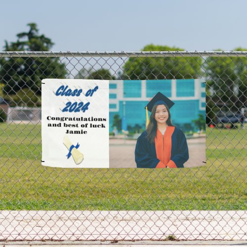 Class of 2024 blue typograhy graduation photo banner