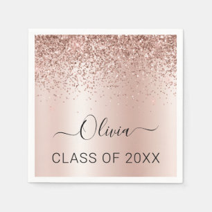 Class of 2024 Blush Pink Glitter Graduate Napkins