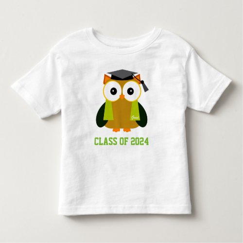 Class of 2024 Brown Owl Black Cap Grad Cartoon Toddler T_shirt