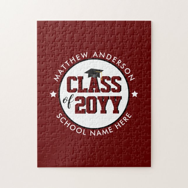 Class of 2024 Burgundy Graduate Graduation Jigsaw Puzzle (Vertical)