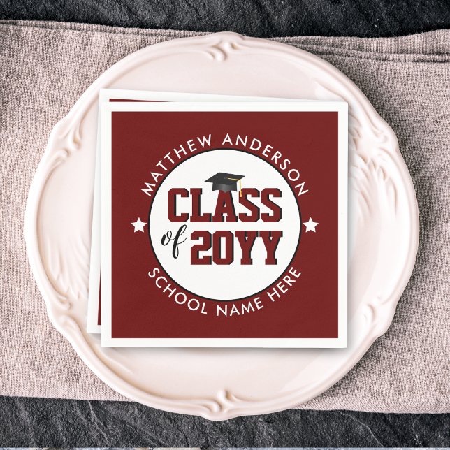 Class of 2024 Burgundy Graduate Graduation Party Napkins (Creator Uploaded)