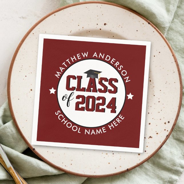 Class of 2024 Burgundy Graduate Graduation Party Napkins (Creator Uploaded)