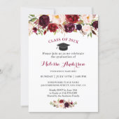 Class of 2024 Burgundy Red Floral Graduation Party Invitation (Front)
