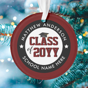 Class of 2024 Burgundy Red Graduate Graduation Ornament