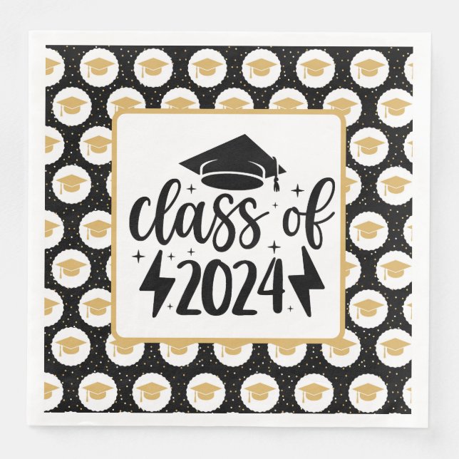 Class Of 2024 Caps Paper Dinner Napkins (Front)
