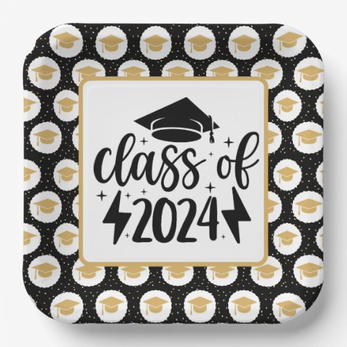 Class Of 2024 Caps Paper Plates