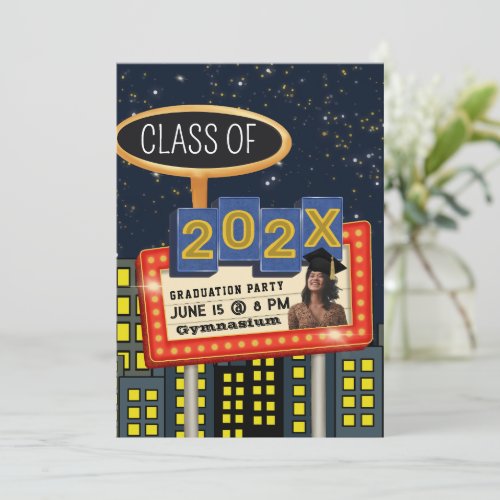 Class of 2024 City Skyline Photo Billboard Party Invitation