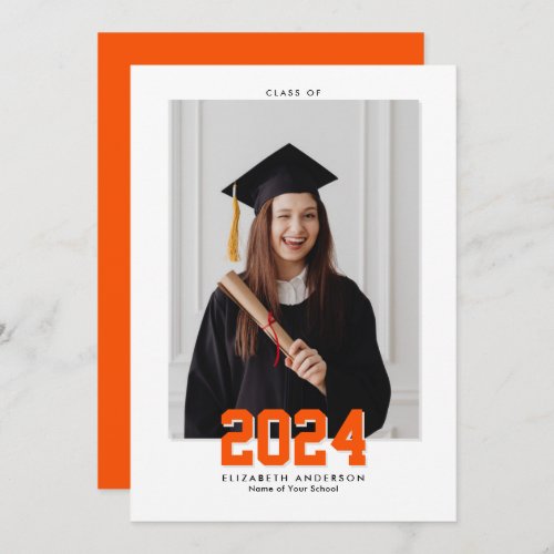 Class of 2024 Classic Typography Graduation Photo Announcement