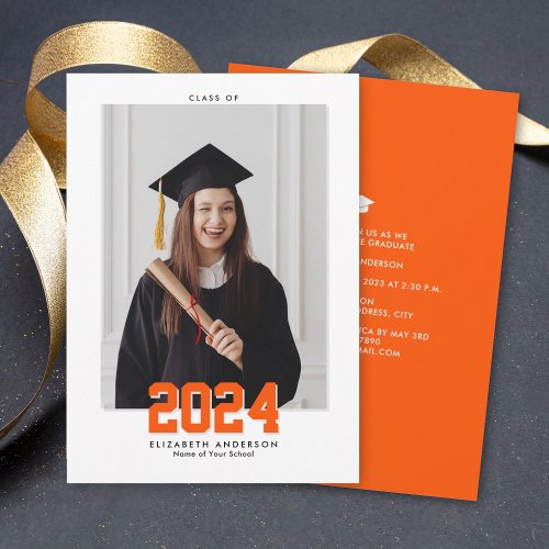 Class of 2024 Classic Typography Graduation Photo Announcement