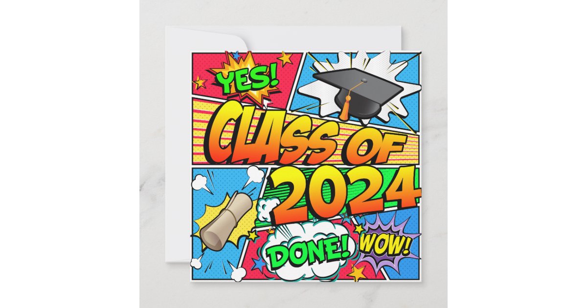 Class of 2024 Comic Book Invitation Zazzle