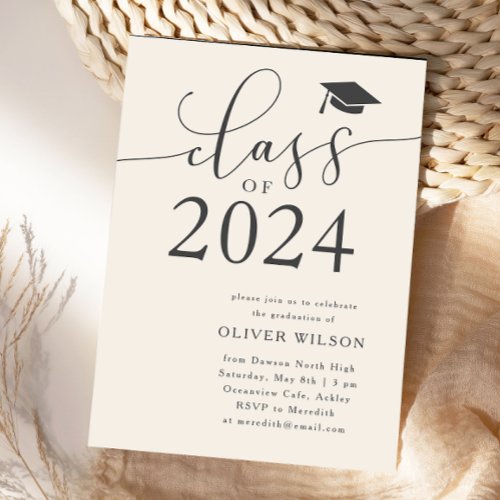 Class of 2024 Cream Graduation Party  Invitation
