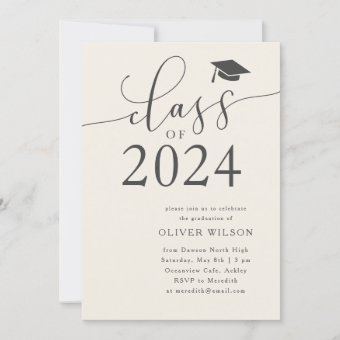 Class of 2024 Cream Graduation Party Invitation | Zazzle