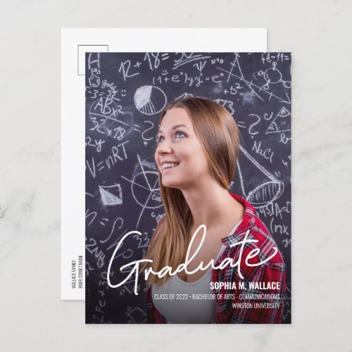 Class of 2024 Custom University Graduate Photo  Announcement Postcard