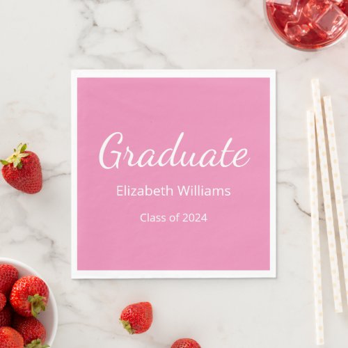 Class of 2024 Cute Pink Graduation Party Napkins