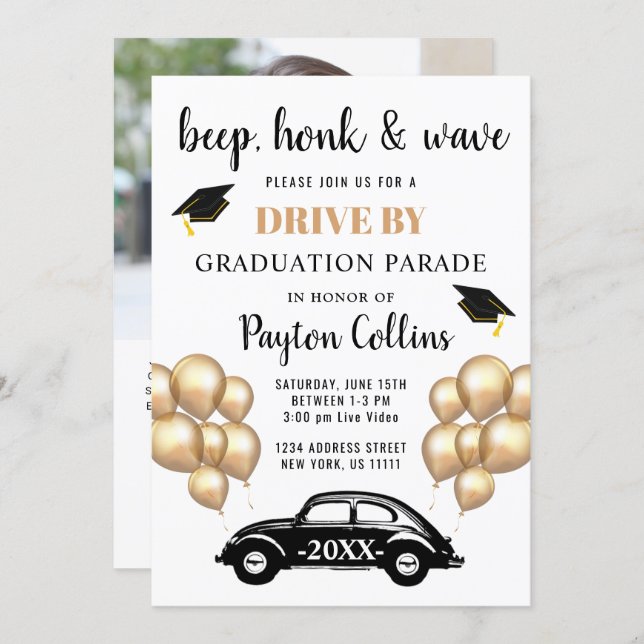 Class of 2024 DRIVE BY PHOTO Graduation Party Invitation (Front/Back)