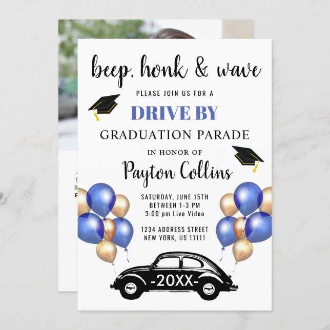 Class of 2024 DRIVE BY PHOTO Graduation Party Invitation (Front/Back)