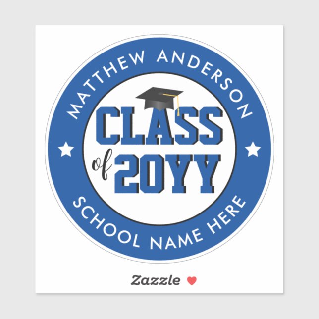 Class of 2024 Elegant Blue Graduate Sticker (Sheet)