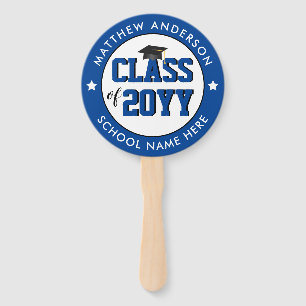 Class of 2024 Elegant Blue Graduation Party Hand Fan