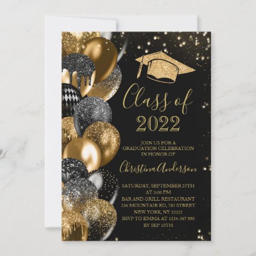 Class of 2024 Elegant Gold Glitter graduation Invitation