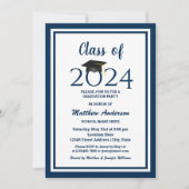 Class of 2024 Elegant Navy Blue Graduation Party Invitation (Front)