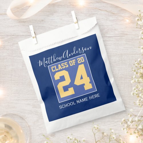 Class of 2024 Elegant Royal Blue  Gold Graduation Favor Bag