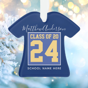 Class of 2024 Elegant Royal Blue & Gold Graduation Ornament