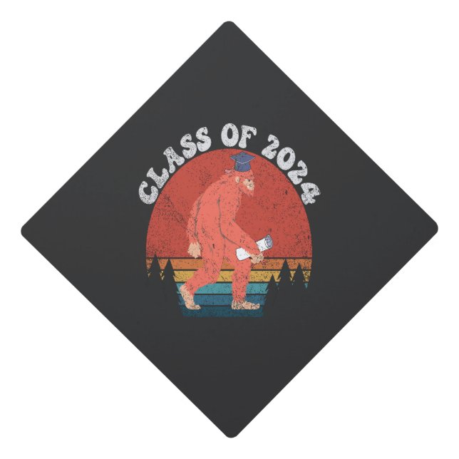 Class Of 2024 Funny Graduation Bigfoot Retro Gift  Cap Topper (Front)