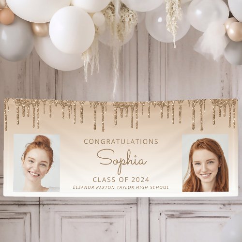 Class of 2024 Gold Glitter 2_Photo Graduation Banner