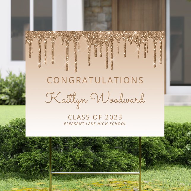 Class of 2024 Gold Glitter Drip Graduation Sign (Creator Uploaded)