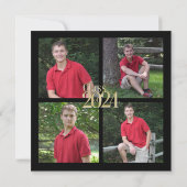 Class of 2024 Gold Grad Red and Black with Photo Invitation (Back)