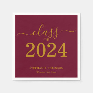 Class of 2024 Gold Maroon Graduation Party Napkins