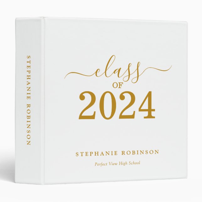 Class of 2024 Gold Script Graduation 3 Ring Binder (Front/Spine)