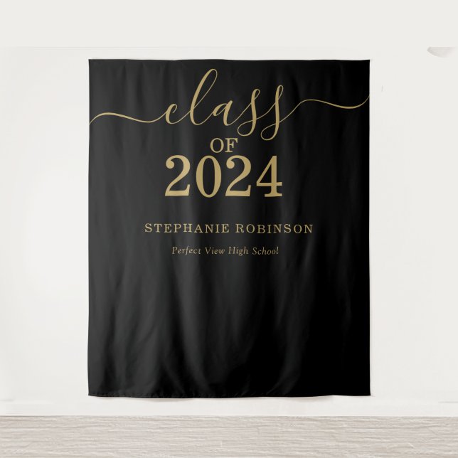Class of 2024 Gold Script Graduation Backdrop Prop (Front)